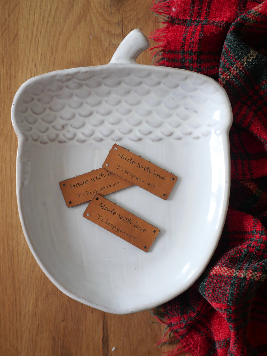 Etiquettes cuir - Made with love to keep you warm